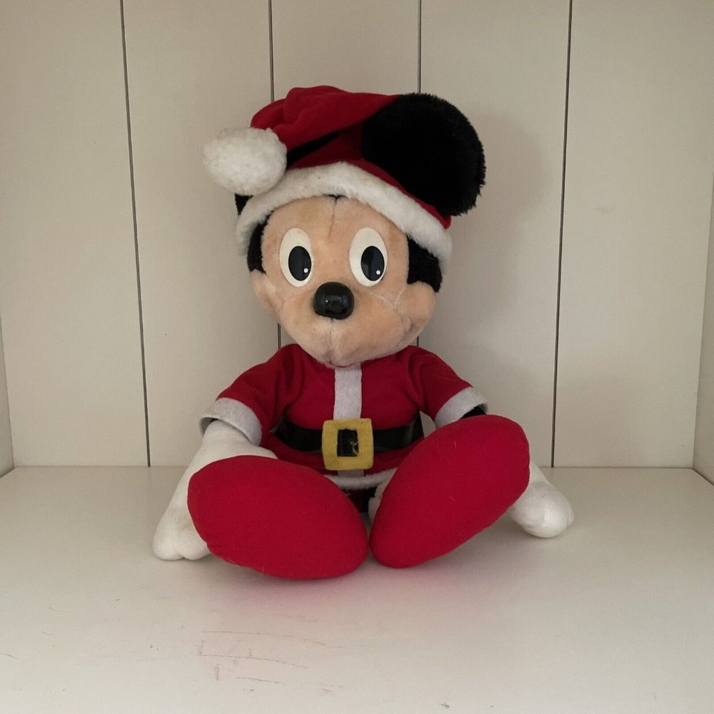 Vtg Playskool Santa Mickey Mouse Plush Christmas Santa Clause Suit Red Feet 20"